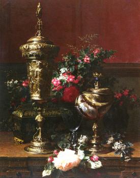 簡 巴普蒂斯特 羅賓 A Still Life With A German Cup, A Nautilus Cup, A Goblet